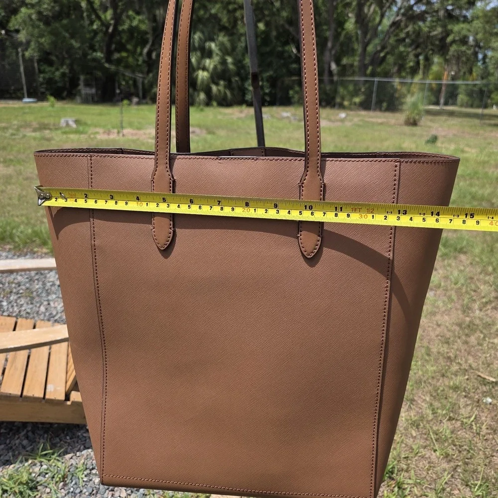Michael Kors Vincent Large Saffiano Leather Tote Bag with Card Case Camel Brown - Picture 13 of 16